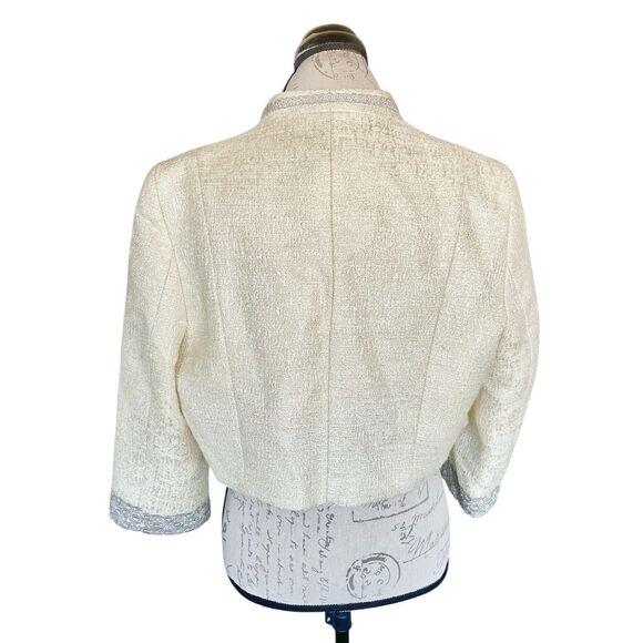 Sonia Pena Tweed Cropped Jacket Sz Large Bolero Mother Of The Bride Formal - Picture 3 of 13